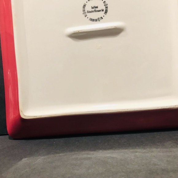 All U Can Handle Hand Painted Ceramic Tray “ Dancing Dots Purple 11”-11” - Picture 5 of 13